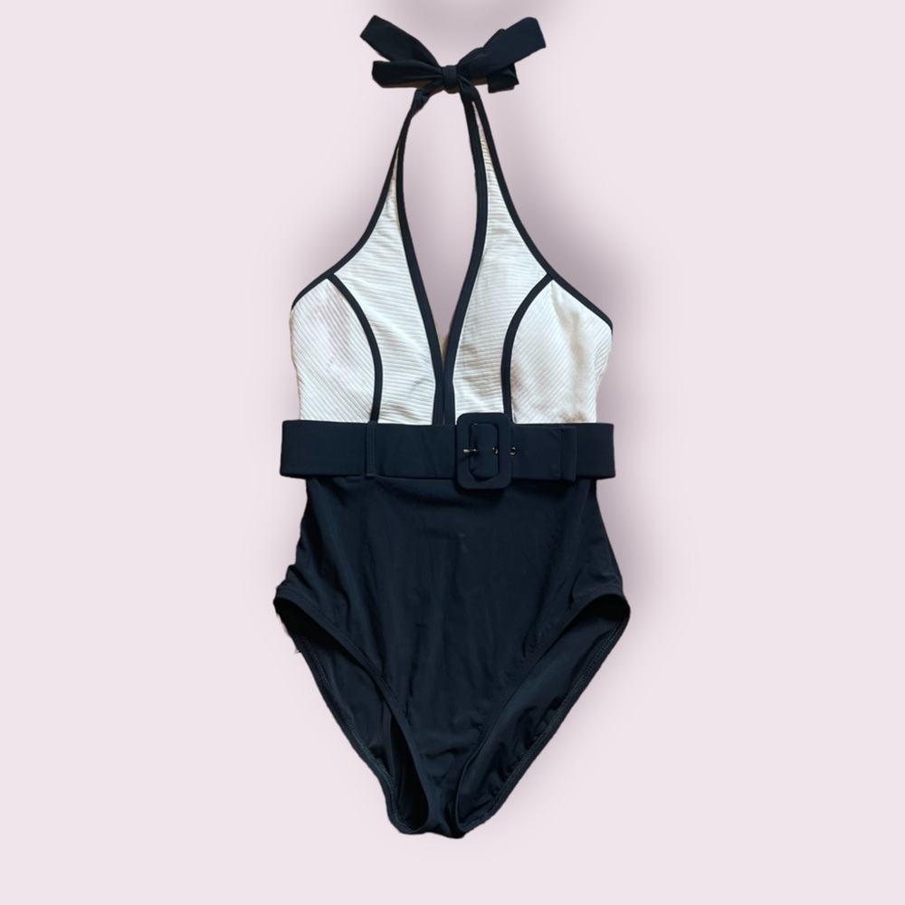 La Blanca Size 6 Black and White Belted One-Piece